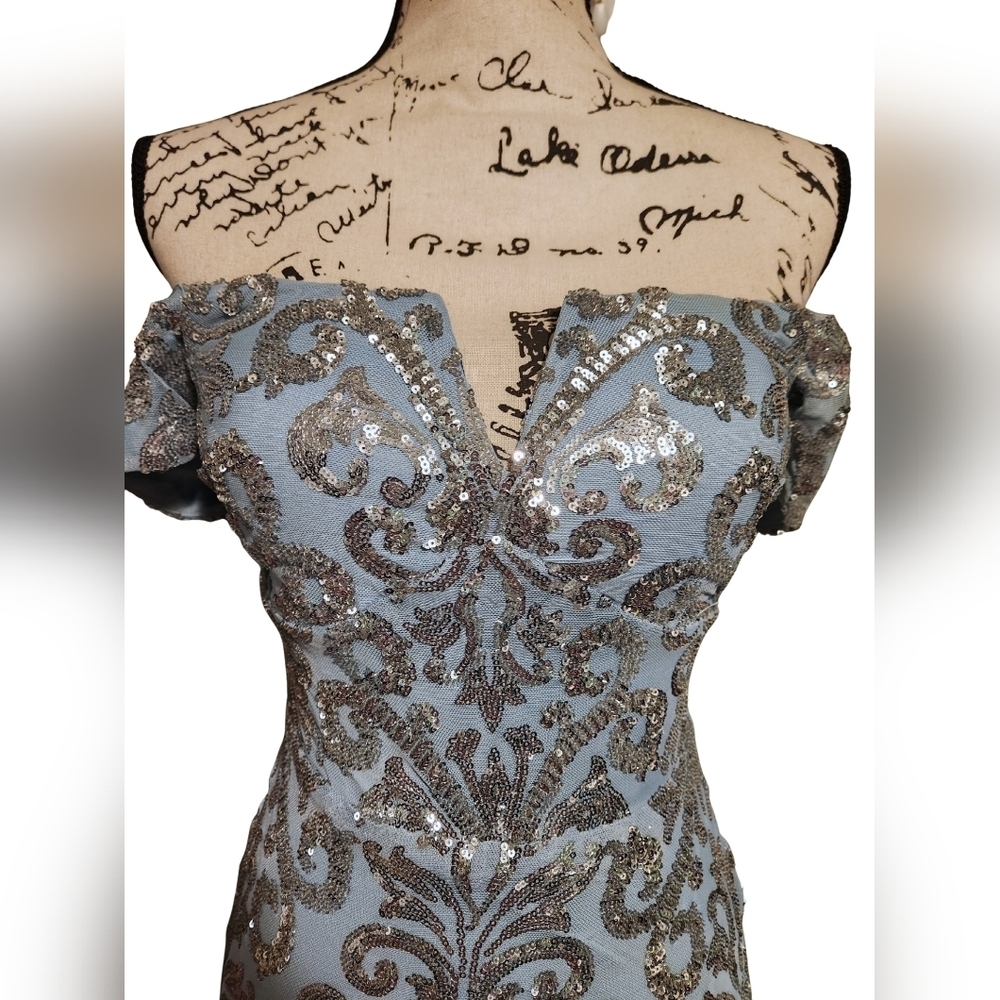 Windsor Carter Sequin Scroll A-line Formal Dress - Picture 9 of 15